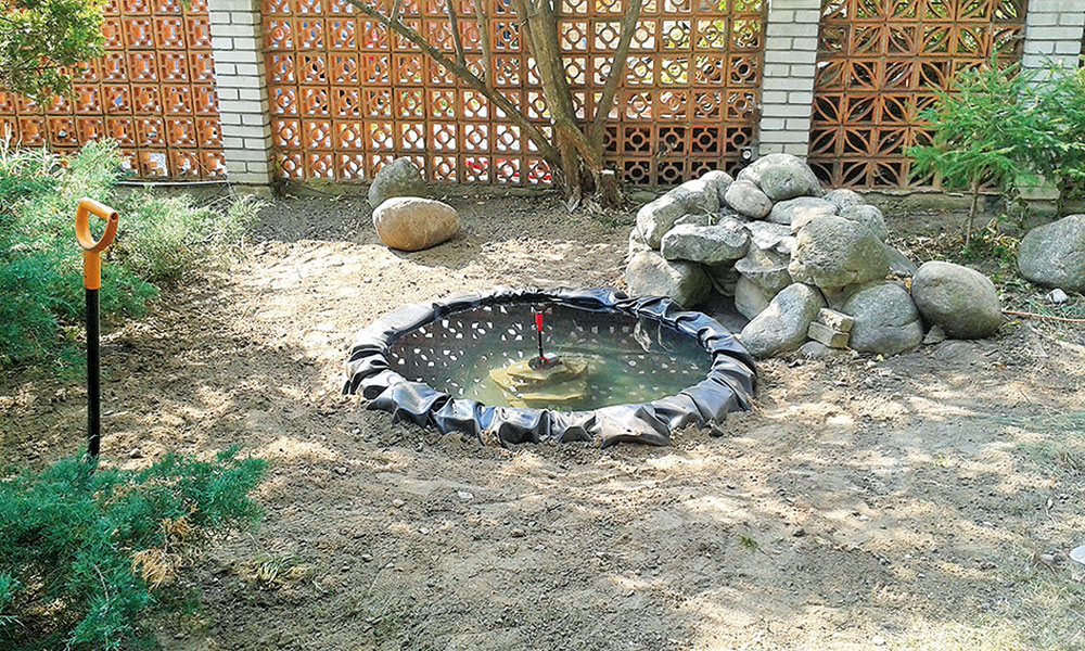 záhradné jazierko z pneumatiky