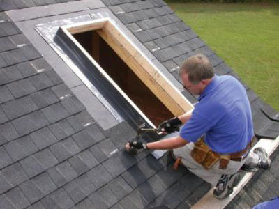 Renail old shingles around skylight