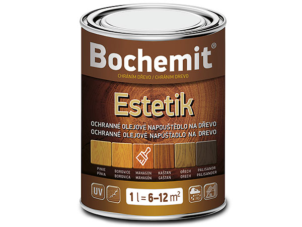 Ochranné olejové napúšťadlo Bochemit Estetik v rôznych farebných odtieňoch preniká hlboko do štruktúry dreva, zvýrazňuje jeho kresbu a dodáva mu požadovaný odtieň. Cena 10,50 €/l. www.bochemit.eu