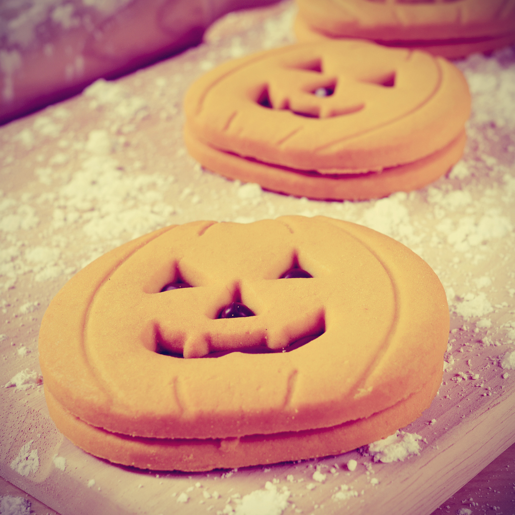halloweenské sušienky v tvare tekvice