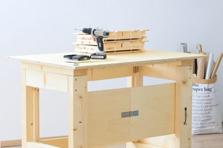 skladací mobilný stolík do dielne