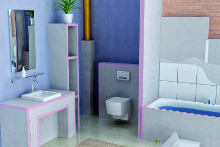 Kúpeľňa s fialovou stenou