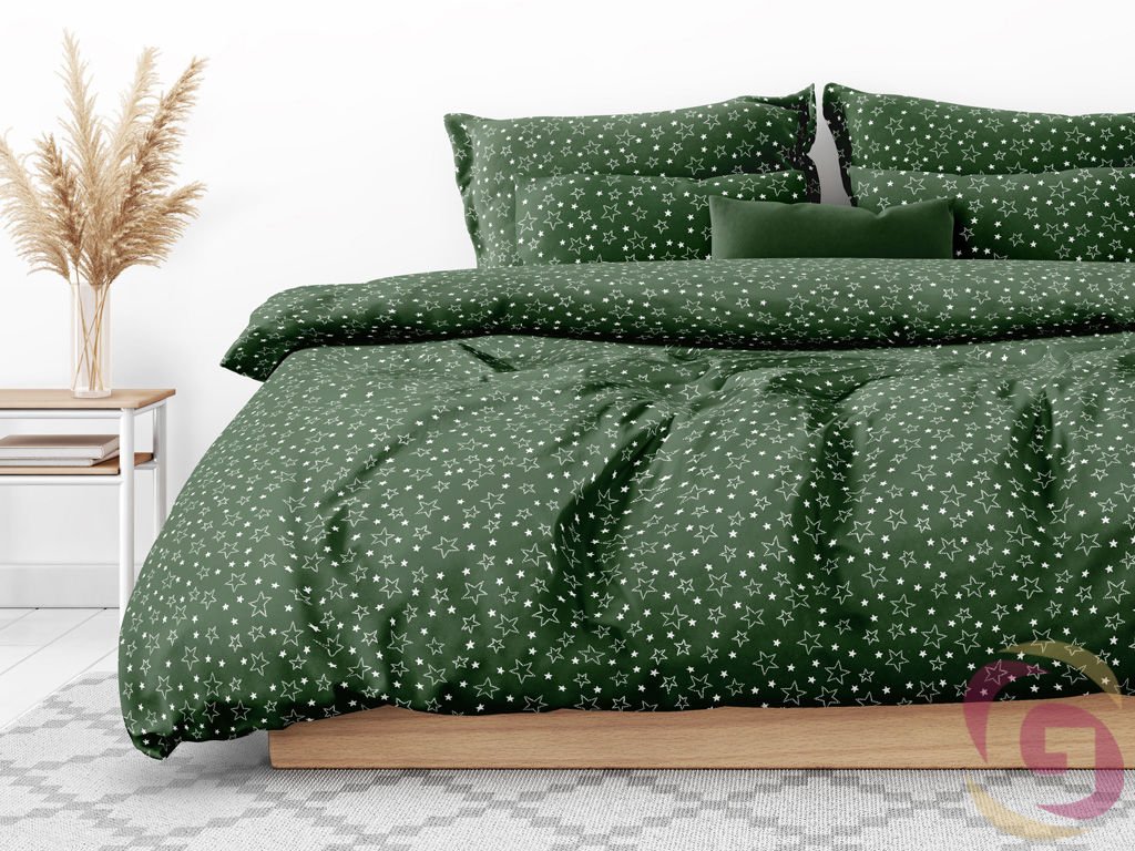 Zelené posteľné prádlo s hviezdičkami