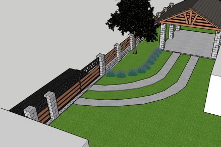 Nákres stavby prístrešku a rekonštrukcie plota