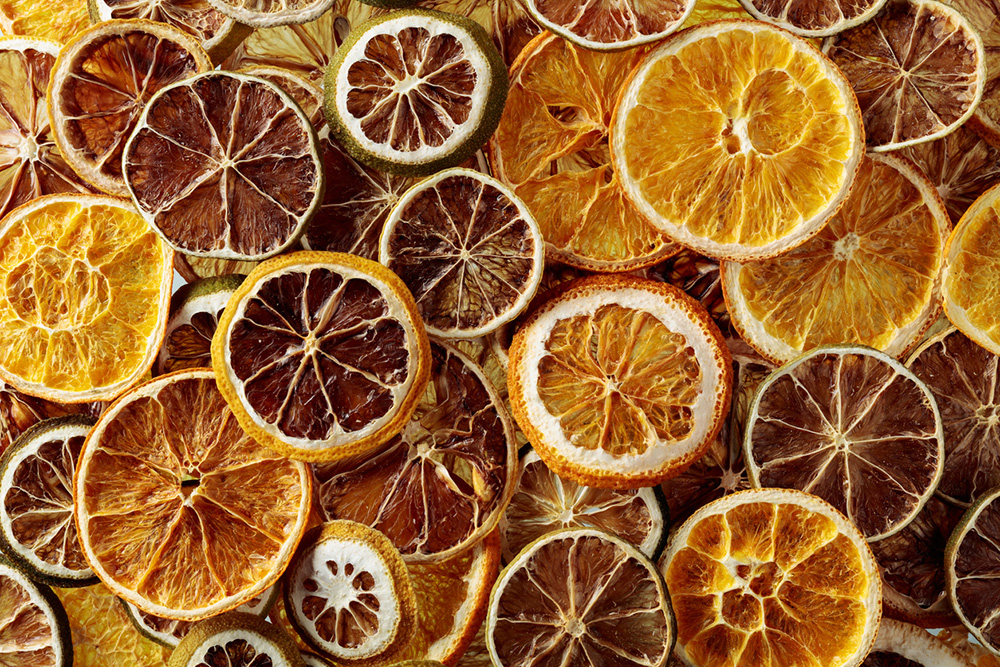 Sušené pomaranče a citrusy vo forme plátkov