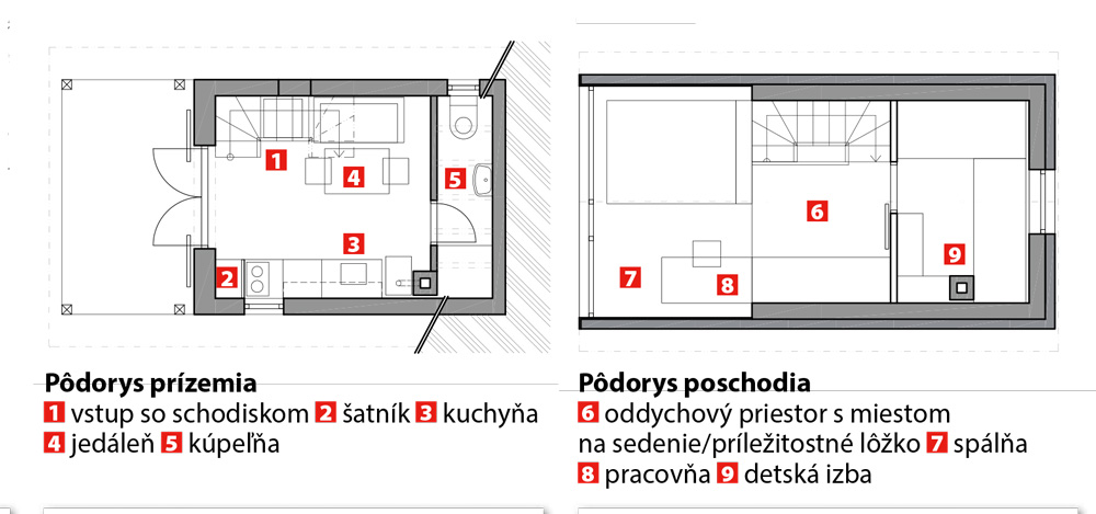 Pôdorys prízemia a poschodia