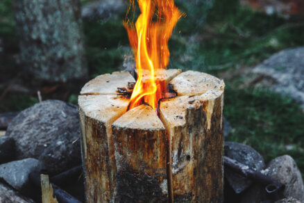 Švédska pochodeň - upravené drevené polienko
