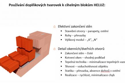 Používanie doplnkových tvaroviek k tehelným blokom HELUZ