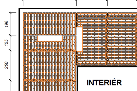 Založenie rohu pri hrúbke muriva 440 mm