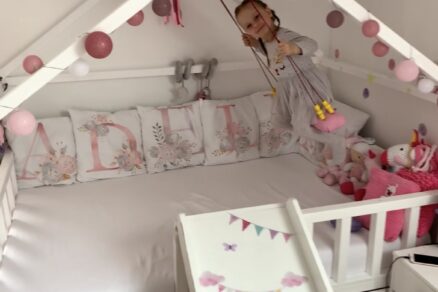 Výroba detskej postele domček so šmýkačkou a hojdačkou