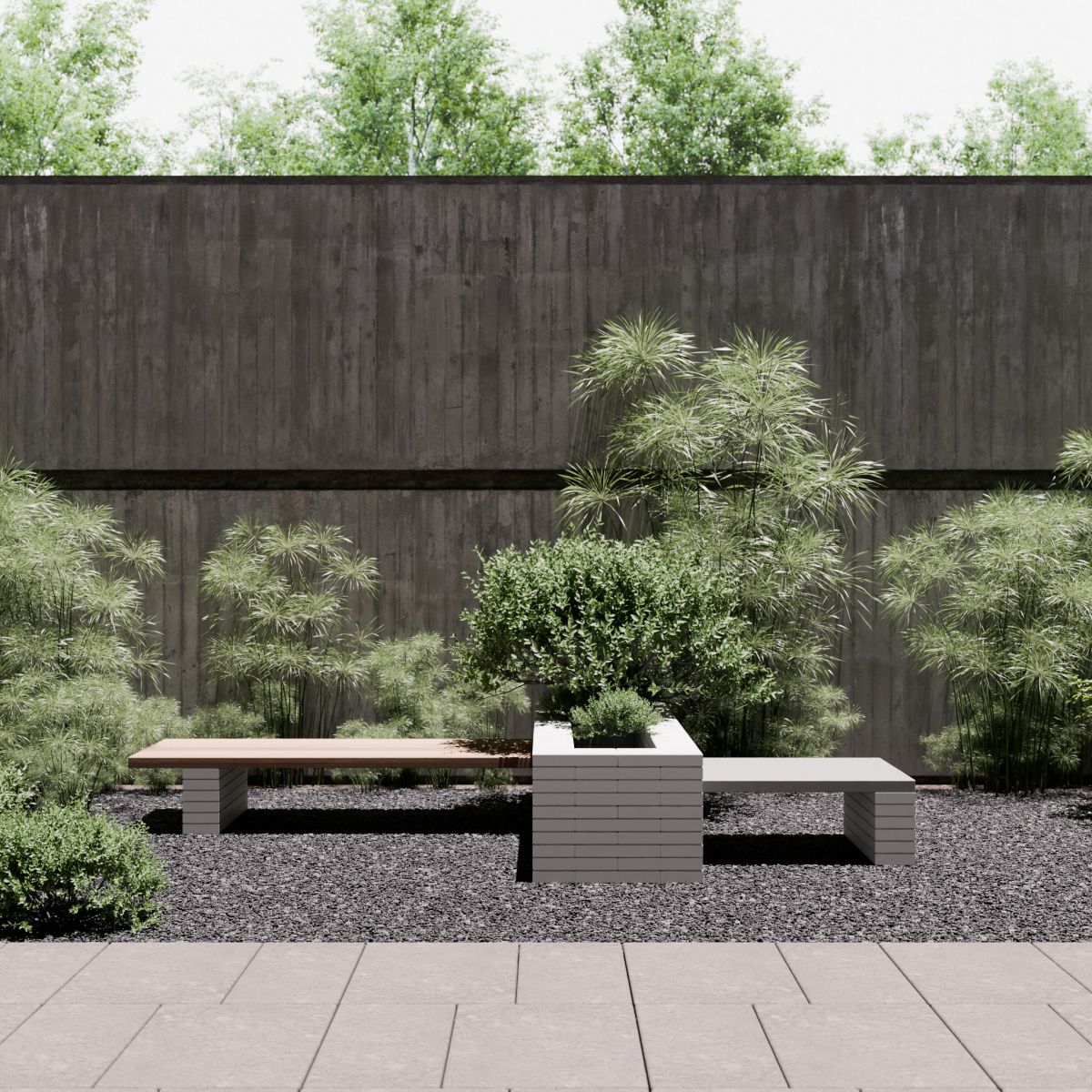 Záhradná lavica z prvkov Garden Block