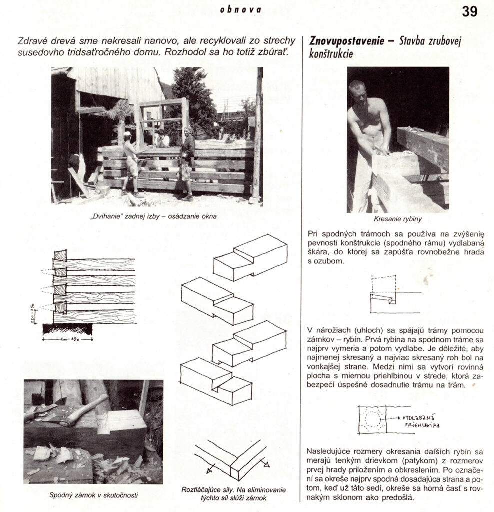 Výstavba dreveníc - historický záznam o spájaní nároží pomocou zámkov - rybín
